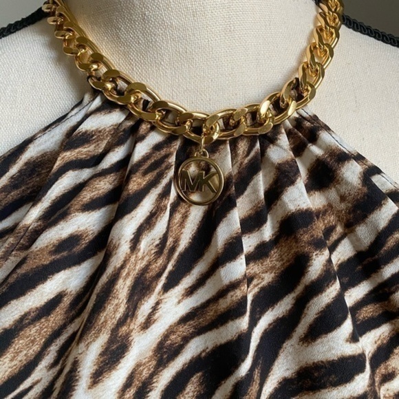 NWT Michael Kors Cold-Shoulder Animal Print Blouse - Picture 2 of 7